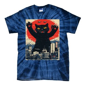 Funny Catzilla Cat Monster Cat Meowzilla Ukiyoe Catzilla Tie-Dye T-Shirt