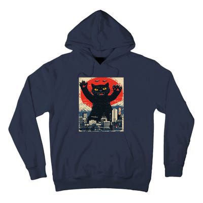 Funny Catzilla Cat Monster Cat Meowzilla Ukiyoe Catzilla Tall Hoodie