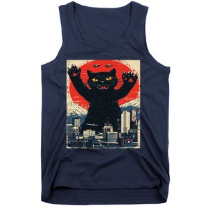 Funny Catzilla Cat Monster Cat Meowzilla Ukiyoe Catzilla Tank Top