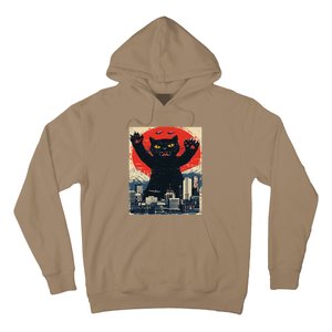 Funny Catzilla Cat Monster Cat Meowzilla Ukiyoe Catzilla Hoodie