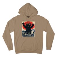 Funny Catzilla Cat Monster Cat Meowzilla Ukiyoe Catzilla Hoodie