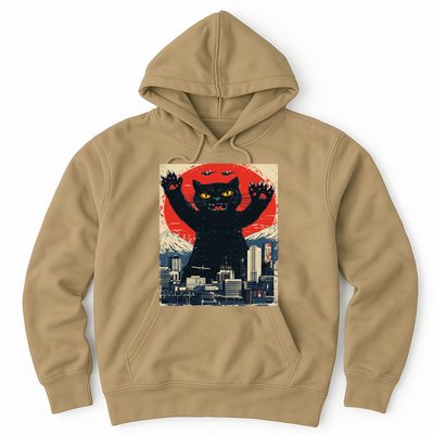 Funny Catzilla Cat Monster Cat Meowzilla Ukiyoe Catzilla Hoodie