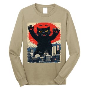 Funny Catzilla Cat Monster Cat Meowzilla Ukiyoe Catzilla Long Sleeve Shirt