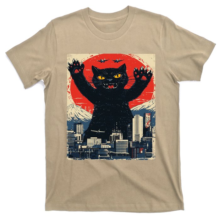 Funny Catzilla Cat Monster Cat Meowzilla Ukiyoe Catzilla T-Shirt