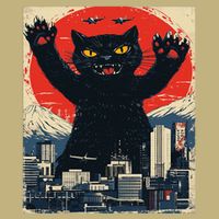 Funny Catzilla Cat Monster Cat Meowzilla Ukiyoe Catzilla Mousepad