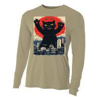 Funny Catzilla Cat Monster Cat Meowzilla Ukiyoe Catzilla Cooling Performance Long Sleeve Crew