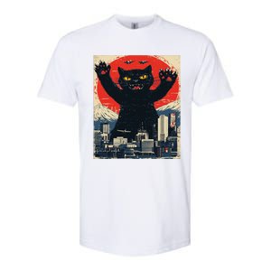 Funny Catzilla Cat Monster Cat Meowzilla Ukiyoe Catzilla Softstyle CVC T-Shirt