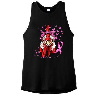 Funny Chicken Chick Breast Cancer Awareness Pink Ribbon Ladies PosiCharge Tri-Blend Wicking Tank