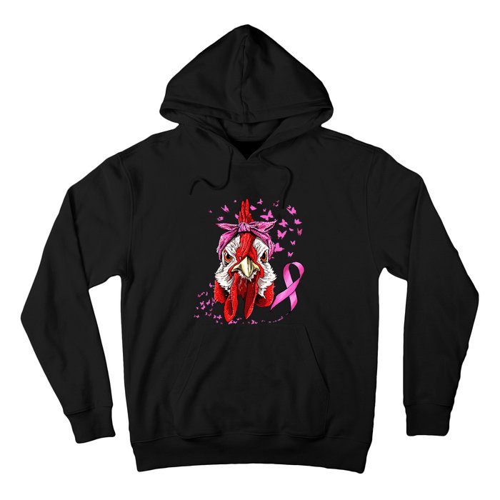 Funny Chicken Chick Breast Cancer Awareness Pink Ribbon Hoodie