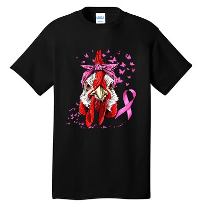 Funny Chicken Chick Breast Cancer Awareness Pink Ribbon Tall T-Shirt