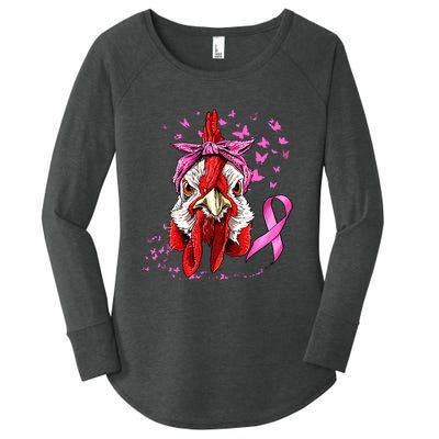 Funny Chicken Chick Breast Cancer Awareness Pink Ribbon Women's Perfect Tri Tunic Long Sleeve Shirt