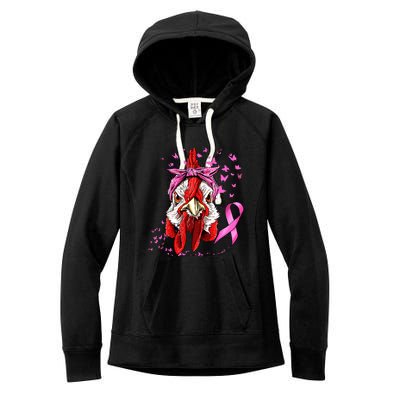 Funny Chicken Chick Breast Cancer Awareness Pink Ribbon Women's Fleece Hoodie