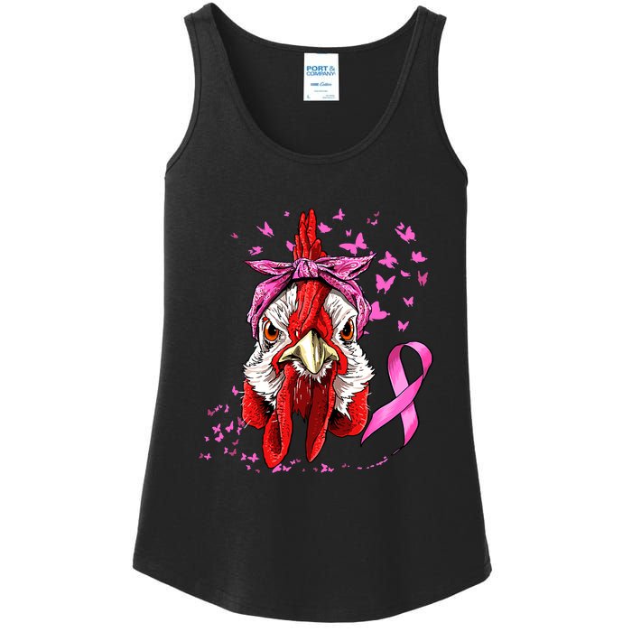 Funny Chicken Chick Breast Cancer Awareness Pink Ribbon Ladies Essential Tank