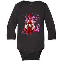 Funny Chicken Chick Breast Cancer Awareness Pink Ribbon Baby Long Sleeve Bodysuit