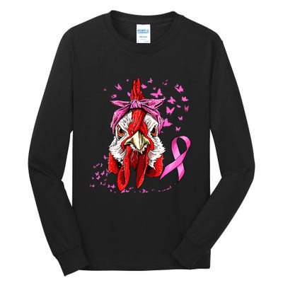 Funny Chicken Chick Breast Cancer Awareness Pink Ribbon Tall Long Sleeve T-Shirt