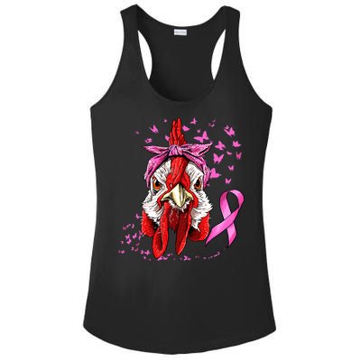 Funny Chicken Chick Breast Cancer Awareness Pink Ribbon Ladies PosiCharge Competitor Racerback Tank