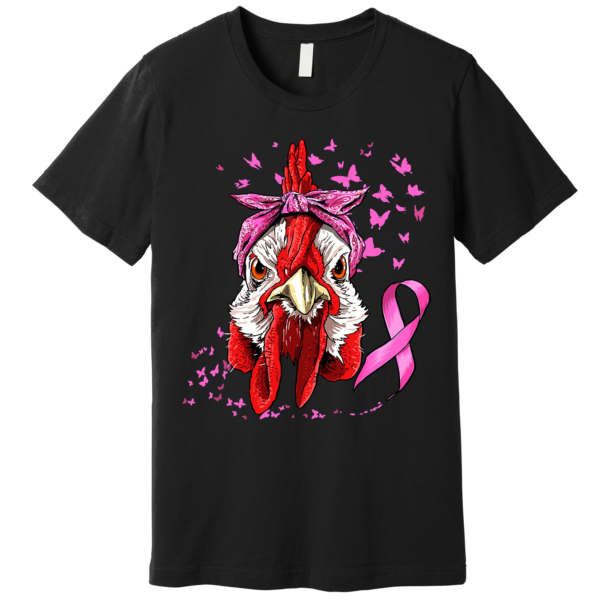 Funny Chicken Chick Breast Cancer Awareness Pink Ribbon Premium T-Shirt