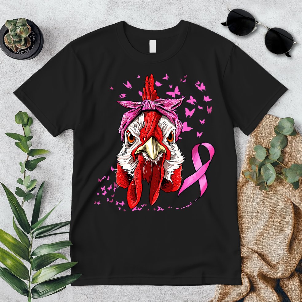 Funny Chicken Chick Breast Cancer Awareness Pink Ribbon Premium T-Shirt
