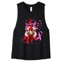 Funny Chicken Chick Breast Cancer Awareness Pink Ribbon Women's Racerback Cropped Tank