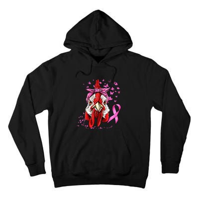 Funny Chicken Chick Breast Cancer Awareness Pink Ribbon Tall Hoodie