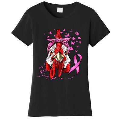 Funny Chicken Chick Breast Cancer Awareness Pink Ribbon Women's T-Shirt