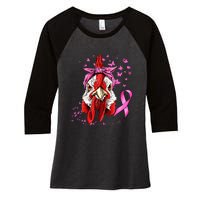 Funny Chicken Chick Breast Cancer Awareness Pink Ribbon Women's Tri-Blend 3/4-Sleeve Raglan Shirt