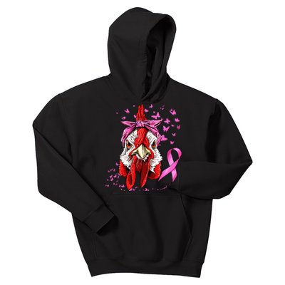 Funny Chicken Chick Breast Cancer Awareness Pink Ribbon Kids Hoodie