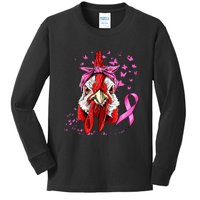 Funny Chicken Chick Breast Cancer Awareness Pink Ribbon Kids Long Sleeve Shirt