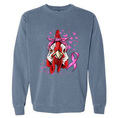 Funny Chicken Chick Breast Cancer Awareness Pink Ribbon Garment-Dyed Sweatshirt