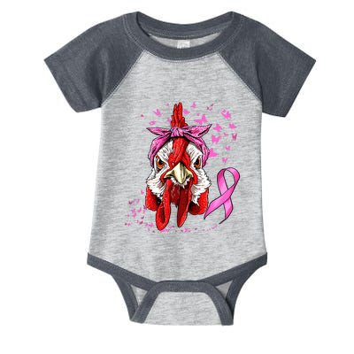 Funny Chicken Chick Breast Cancer Awareness Pink Ribbon Infant Baby Jersey Bodysuit