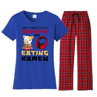 Funny Cat CanT Hear You IM Gaming And Eating Ra Gamer Great Gift Women's Flannel Pajama Set