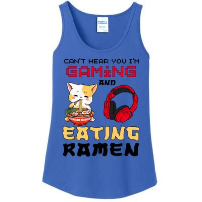 Funny Cat CanT Hear You IM Gaming And Eating Ra Gamer Great Gift Ladies Essential Tank