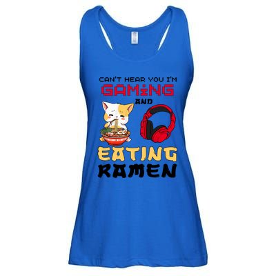 Funny Cat CanT Hear You IM Gaming And Eating Ra Gamer Great Gift Ladies Essential Flowy Tank