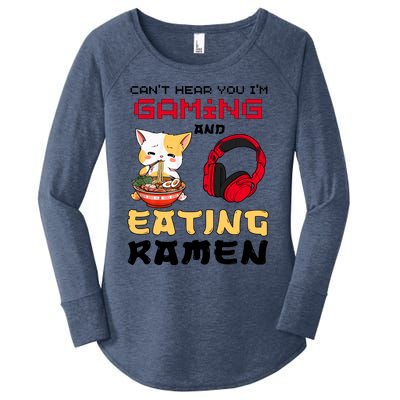 Funny Cat CanT Hear You IM Gaming And Eating Ra Gamer Great Gift Women's Perfect Tri Tunic Long Sleeve Shirt