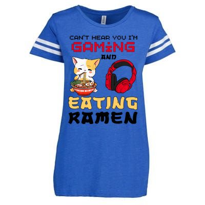 Funny Cat CanT Hear You IM Gaming And Eating Ra Gamer Great Gift Enza Ladies Jersey Football T-Shirt