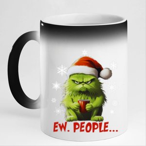 Funny Christmas Cat Ew People Meowy Cat Lovers Cute Gift 11oz Black Color Changing Mug