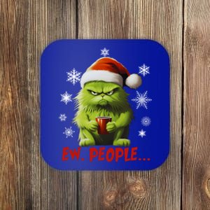 Funny Christmas Cat Ew People Meowy Cat Lovers Cute Gift Coaster