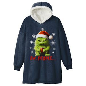 Funny Christmas Cat Ew People Meowy Cat Lovers Cute Gift Hooded Wearable Blanket