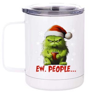 Funny Christmas Cat Ew People Meowy Cat Lovers Cute Gift 12 oz Stainless Steel Tumbler Cup