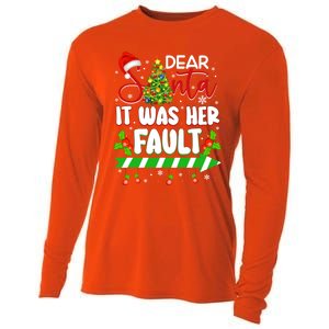 Funny Christmas Couples Gift Dear Santa It Was Her Fault Gift Cooling Performance Long Sleeve Crew