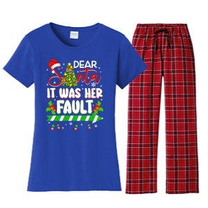 Funny Christmas Couples Gift Dear Santa It Was Her Fault Gift Women's Flannel Pajama Set