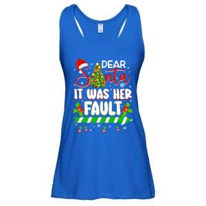 Funny Christmas Couples Gift Dear Santa It Was Her Fault Gift Ladies Essential Flowy Tank