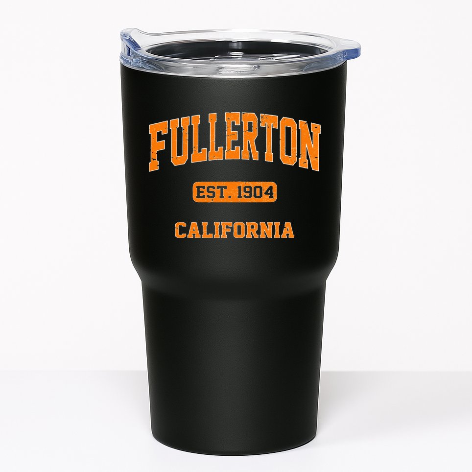 Fullerton California CA Vintage State Athletic Style Tumbler
