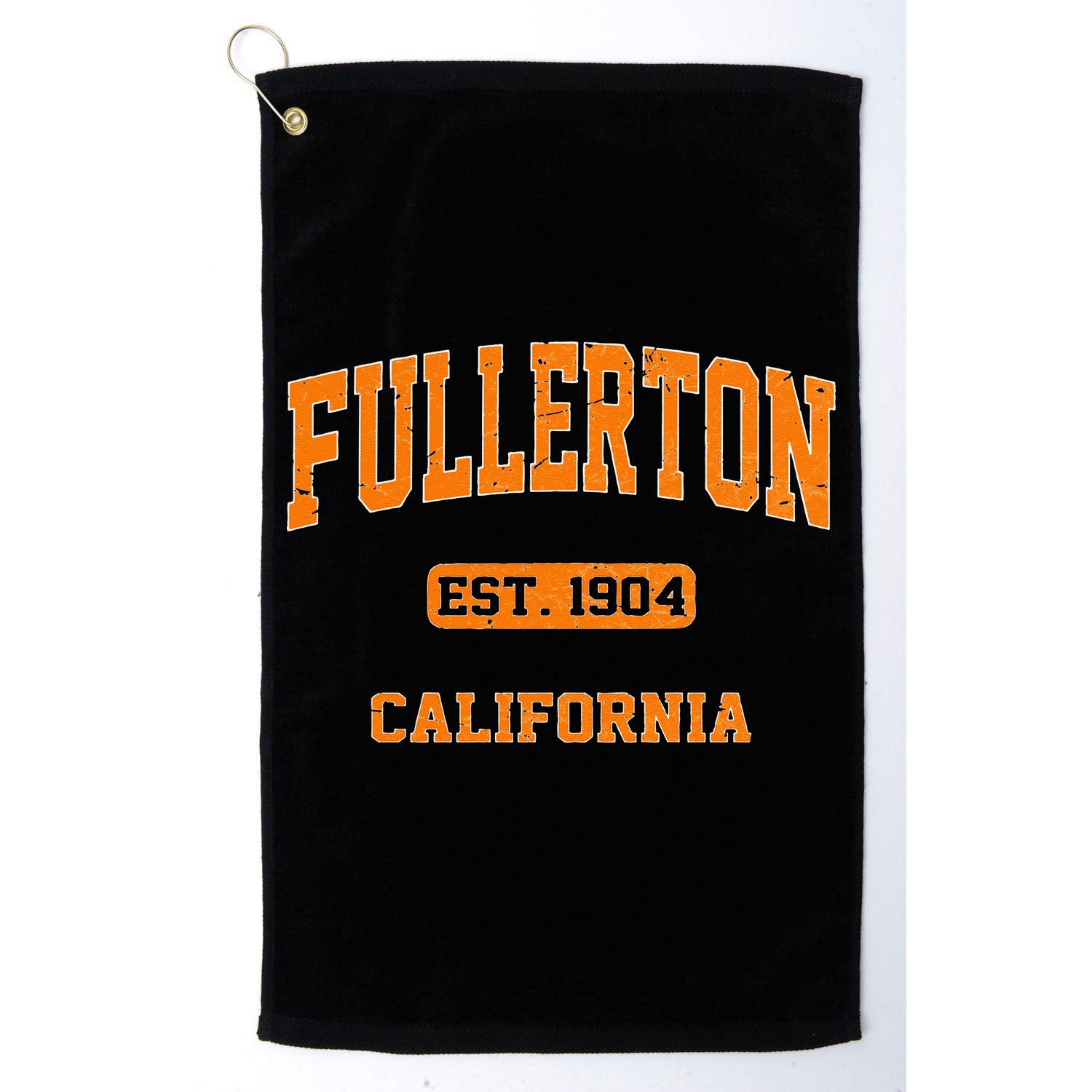 Fullerton California CA Vintage State Athletic Style Golf Towel