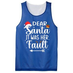 Funny Christmas Couples Gift Dear Santa It Was Her Fault Gift Mesh Reversible Basketball Jersey Tank