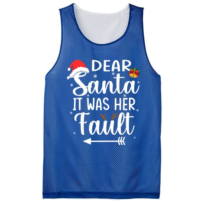 Funny Christmas Couples Gift Dear Santa It Was Her Fault Gift Mesh Reversible Basketball Jersey Tank