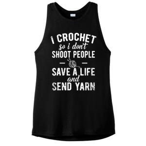 Funny Cute Crochet Save A Life And Send Yarn Gift Ladies PosiCharge Tri-Blend Wicking Tank