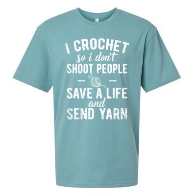 Funny Cute Crochet Save A Life And Send Yarn Gift Sueded Cloud Jersey T-Shirt