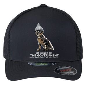 Funny Conspiracy Cat Tin Foil Hat Government Gift Flexfit Unipanel Trucker Cap