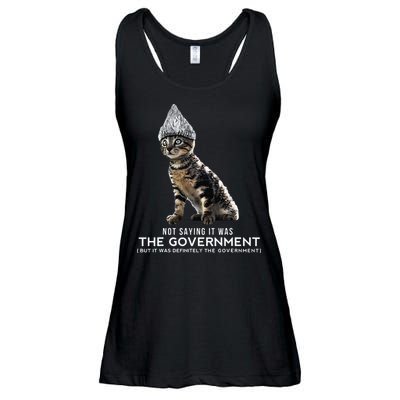 Funny Conspiracy Cat Tin Foil Hat Government Gift Ladies Essential Flowy Tank